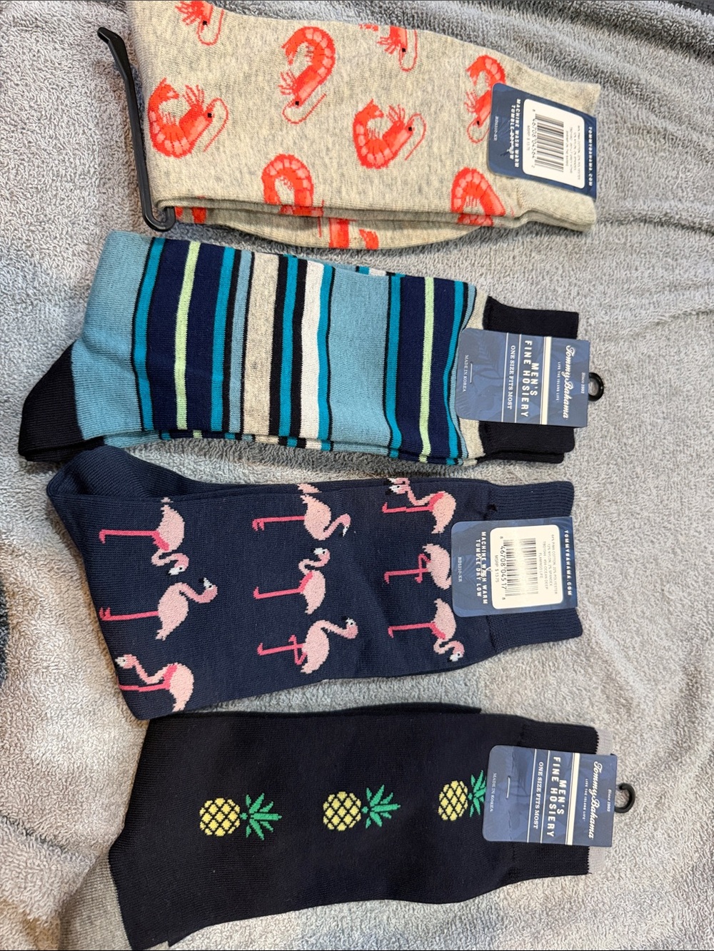 Tommy Bahama Men's Novelty Crew Socks - Navy, Light Gray, Teal, Black